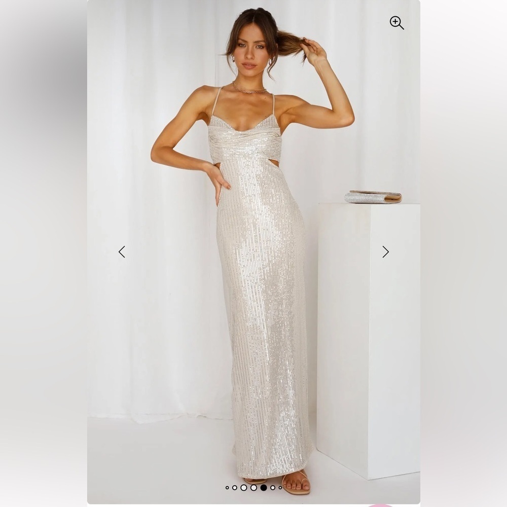NWT Hello Molly Sparkling Moment Maxi Dress Silver - Picture 9 of 9